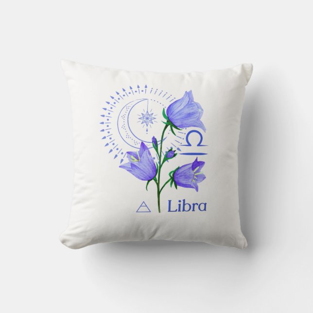 Libra Sign Zodiac Throw Pillow (Front)