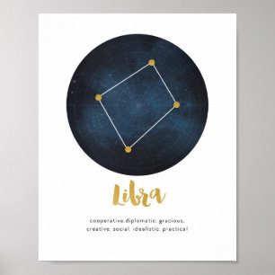 Libra star sign print