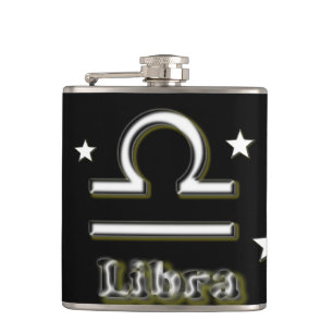Libra symbol hip flask