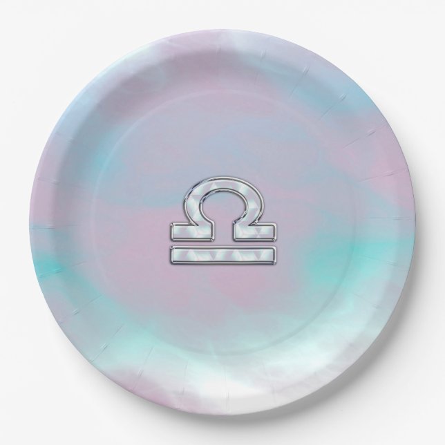 Libra Symbol Mother of Pearl Style Paper Plate (Front)