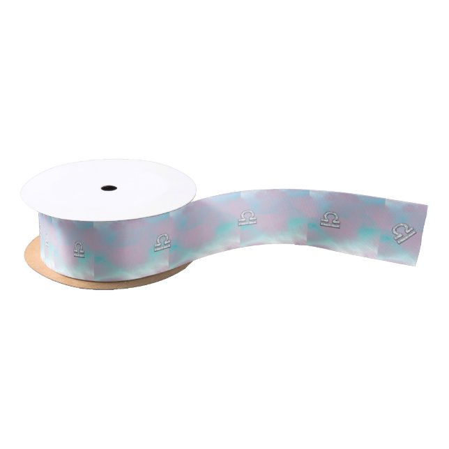 Libra Symbol Mother of Pearl Style Satin Ribbon (Spool)