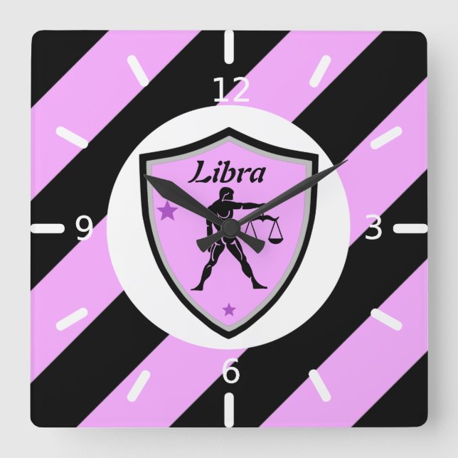 Libra symbol         square wall clock (Front)