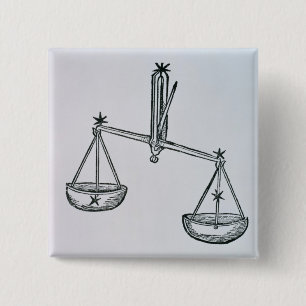 Libra (the Scales) an illustration from the 'Poeti 15 Cm Square Badge