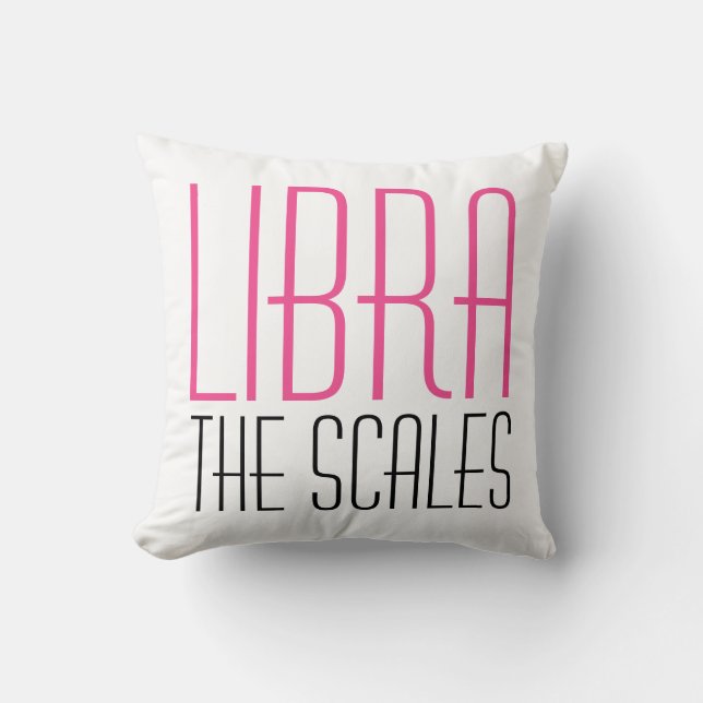 Libra The Scales Initials Typography White Zodiac Cushion (Front)