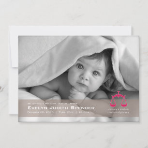 Libra the Scales Photo Birth Announcement Card