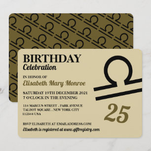Libra, The Scales, Zodiac Star Sign, Birthday Invitation