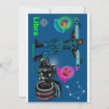 Libra Theme birthday invitation.