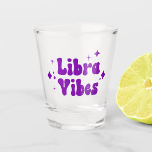 Libra Vibes Zodiac Astrology Purple Stars Shot Glass