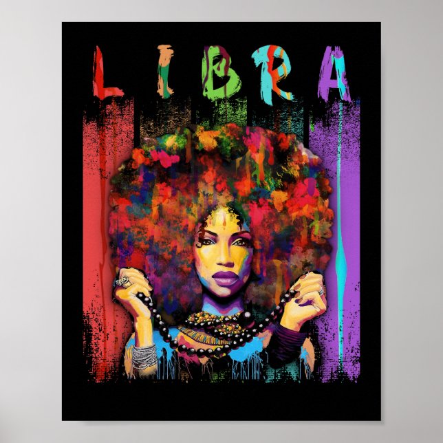 Libra Vintage Libra Retro Black Women Poster (Front)