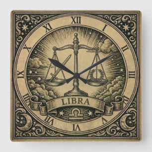 Libra Vintage Zodiac Wall Clock