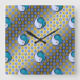 Libra & Water Dragon Square Wall Clock