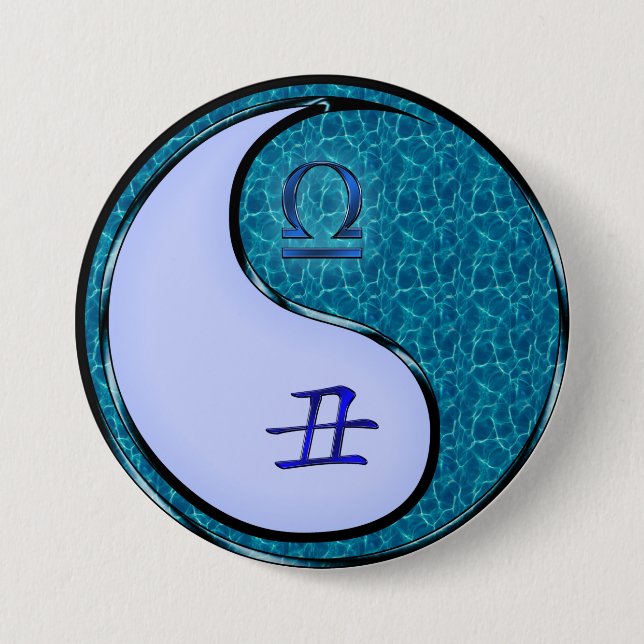 Libra & Water Ox 7.5 Cm Round Badge (Front)