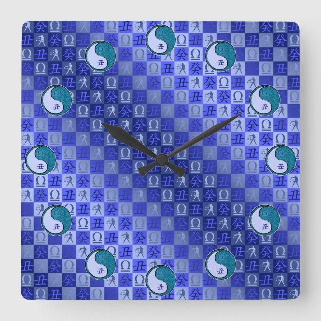Libra & Water Ox Square Wall Clock (Front)