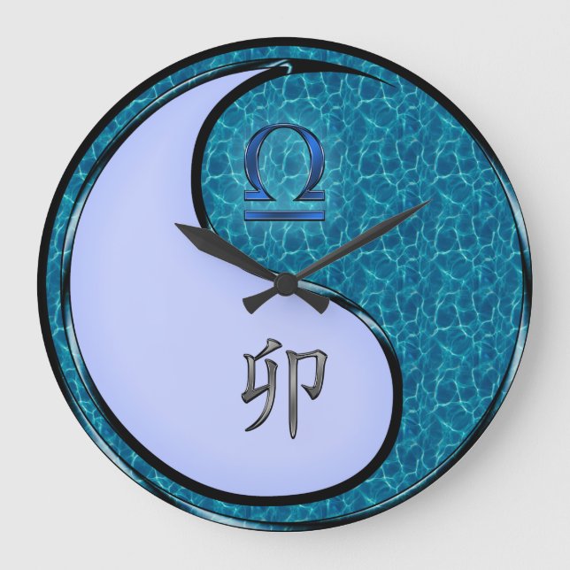 Libra & Water Rabbit Large Clock (Front)