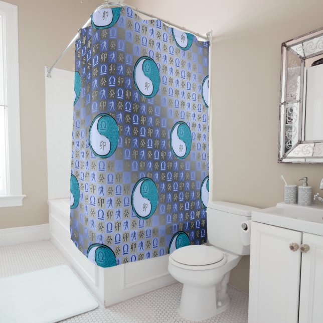 Libra & Water Rabbit Shower Curtain (In Situ)