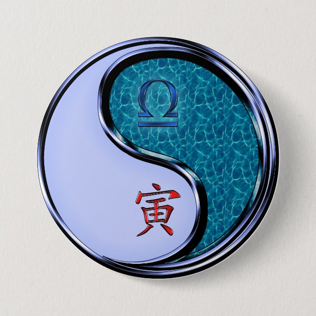 Libra & Water Tiger 7.5 Cm Round Badge (Front)