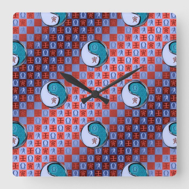 Libra & Water Tiger Square Wall Clock (Front)