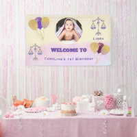 Libra Watercolor 1st Birthday | Balloons & 1 Photo