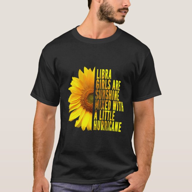 Libra Woman September October Birthday Sunflower Q T-Shirt (Front)