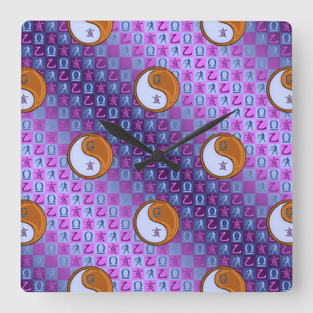 Libra & Wood Boar Square Wall Clock (Front)
