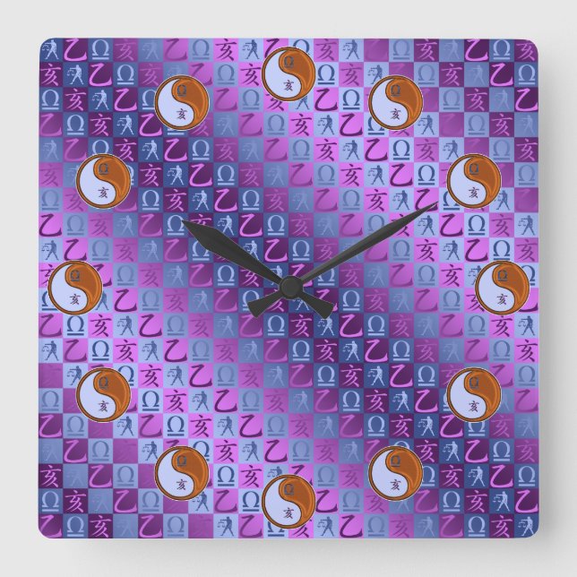 Libra & Wood Boar Square Wall Clock (Front)
