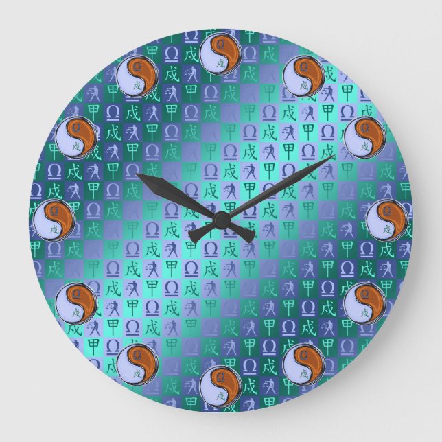 Libra & Wood Dog Large Clock (Front)
