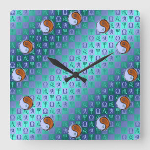 Libra & Wood Dog Square Wall Clock