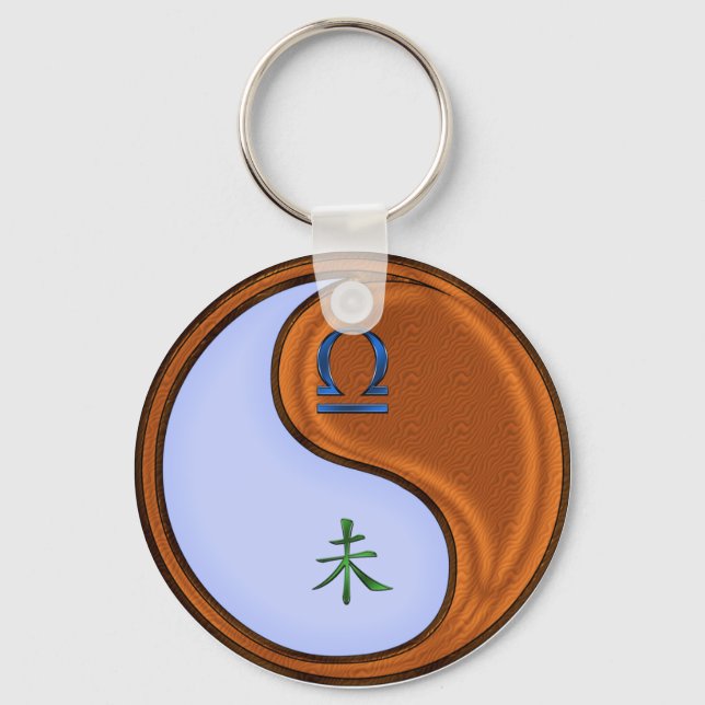 Libra & Wood Goat Key Ring (Front)
