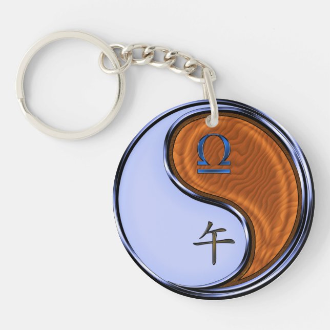 Libra & Wood Horse Key Ring (Front)