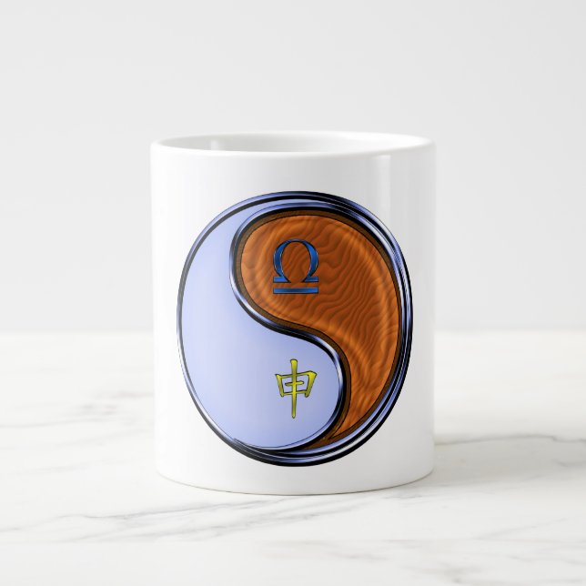 Libra & Wood Monkey Large Coffee Mug (Front)