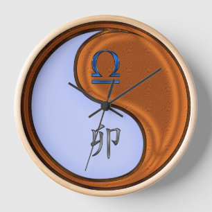 Libra & Wood Rabbit Clock