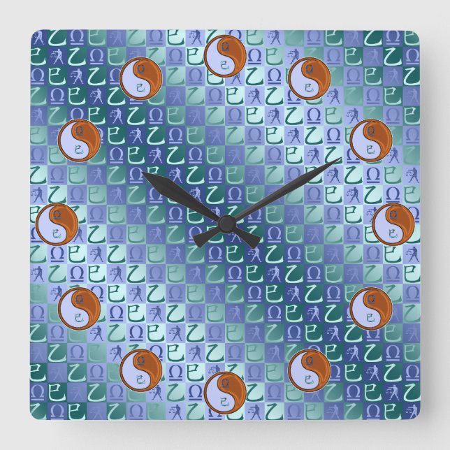 Libra & Wood Snake Square Wall Clock (Front)