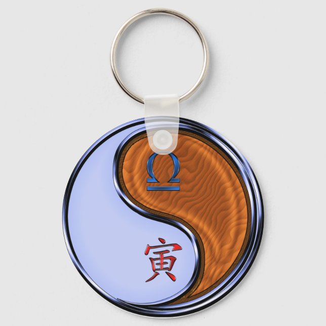 Libra & Wood Tiger Key Ring (Front)