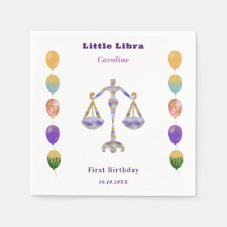 Libra Zodiac 1st Birthday Balloons & Artistic Napkin