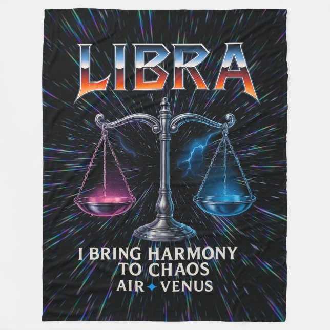 Libra Zodiac 80's Rock Band Inspired Astrology Fleece Blanket (Front)