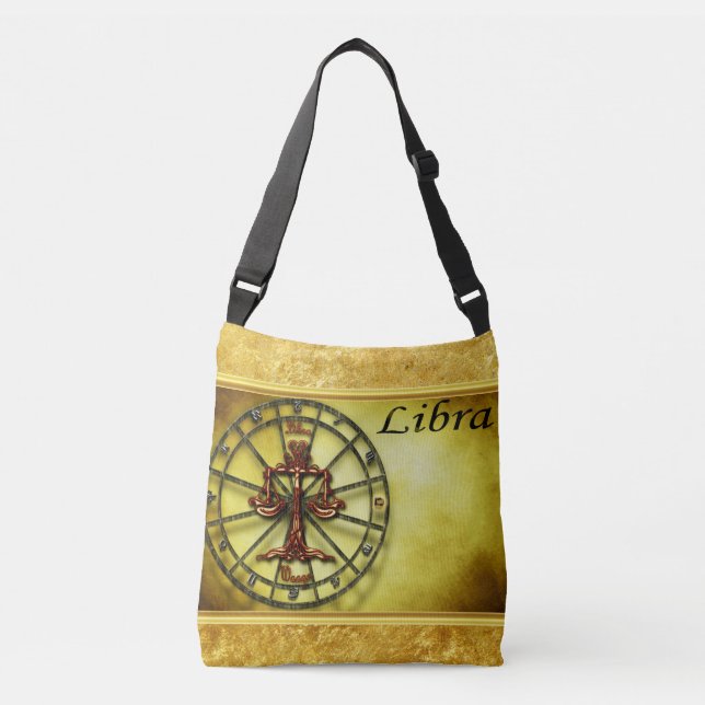 Libra Zodiac Astrology gold foil texture design Crossbody Bag (Front)