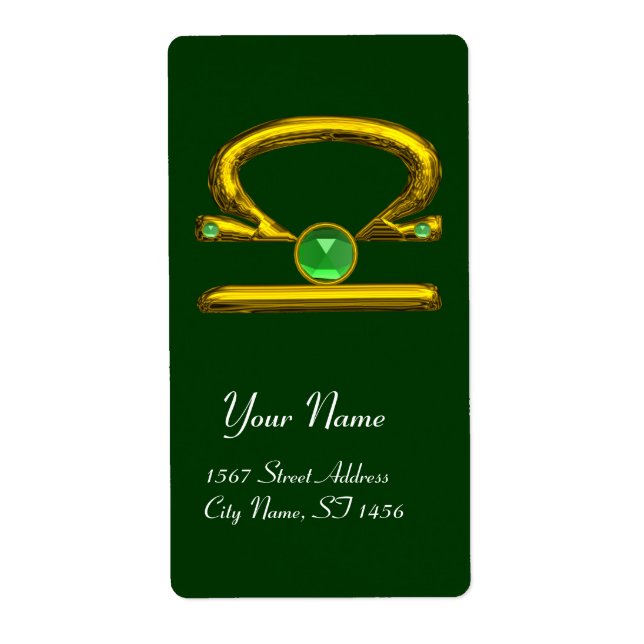 LIBRA ZODIAC BIRTHDAY Green Emerald Gold (Front)