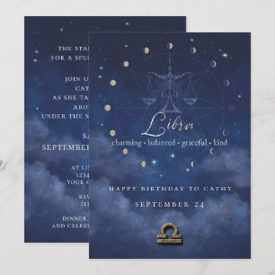 Libra Zodiac Birthday Invitation