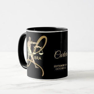 Libra ♎  Zodiac Birthday Sign / Black and Gold Mug