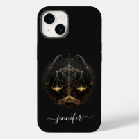 Libra zodiac black and gold Case-Mate iPhone case