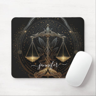 Libra zodiac black and gold mouse mat