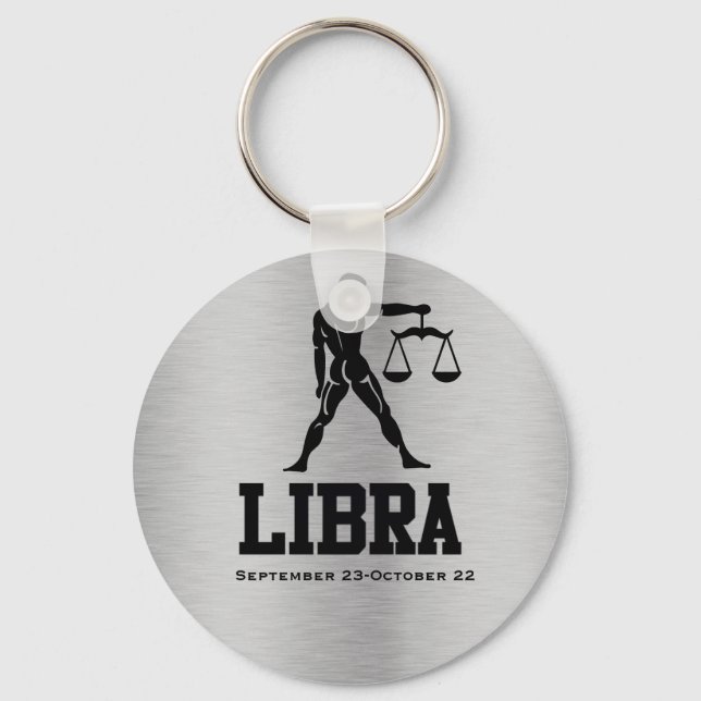Libra Zodiac Button Keychain (Front)