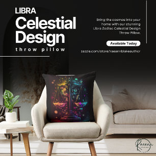 Libra Zodiac Celestial Design Throw Pillow
