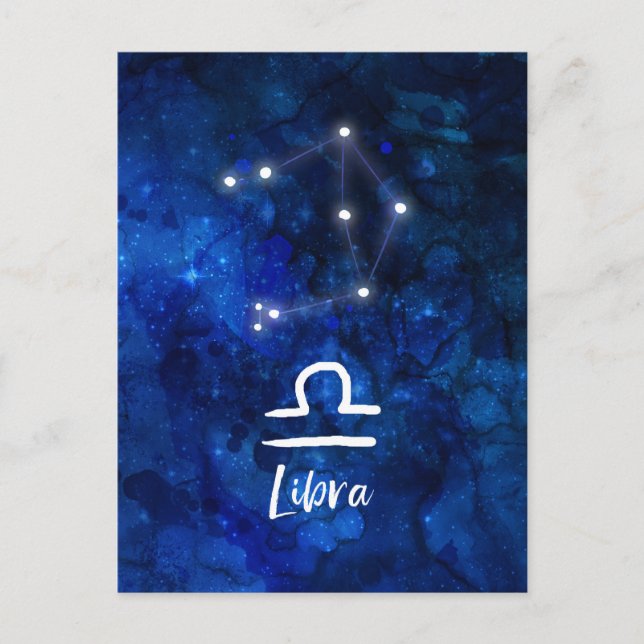 Libra Zodiac Constellation Blue Galaxy Celestial Postcard (Front)