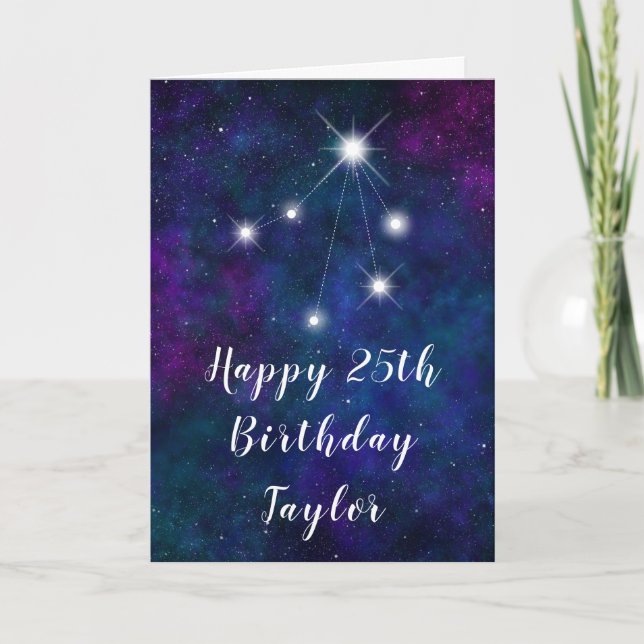 Libra Zodiac Constellation Happy Birthday Card (Front)
