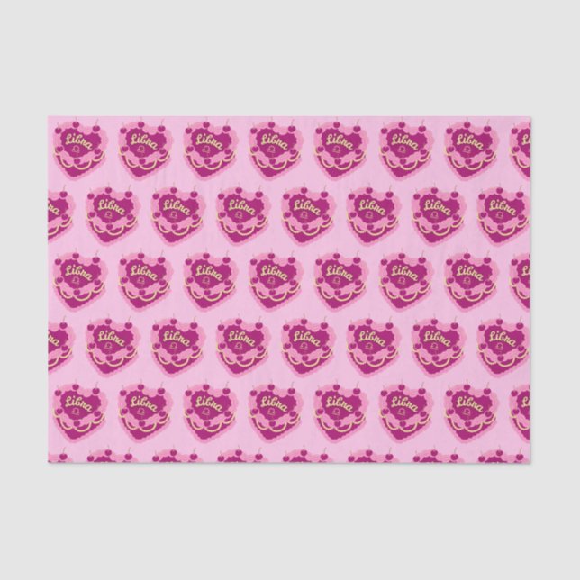 Libra Zodiac Coquette Heart Birthday Cake Tissue Paper (Front)