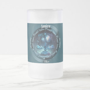 Libra Zodiac Customisable Frosted Glass Beer Mug