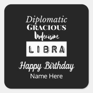 Libra Zodiac Fun Characteristics Birthday Square Sticker