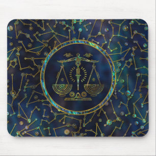 Libra Zodiac Gold Abalone on Constellation Mouse Mat