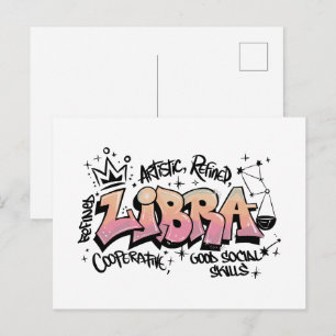 Libra Zodiac Graffiti  Postcard
